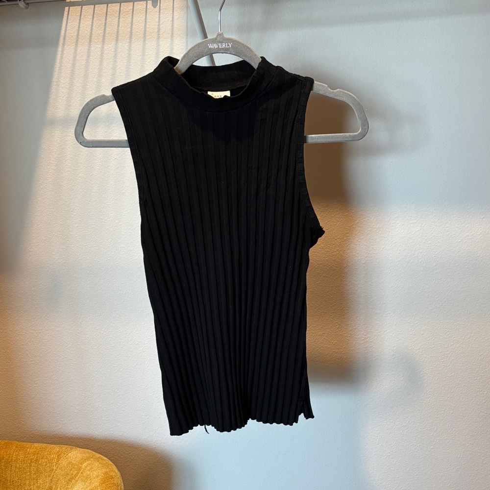 a new day Black Ribbed Tank Top
